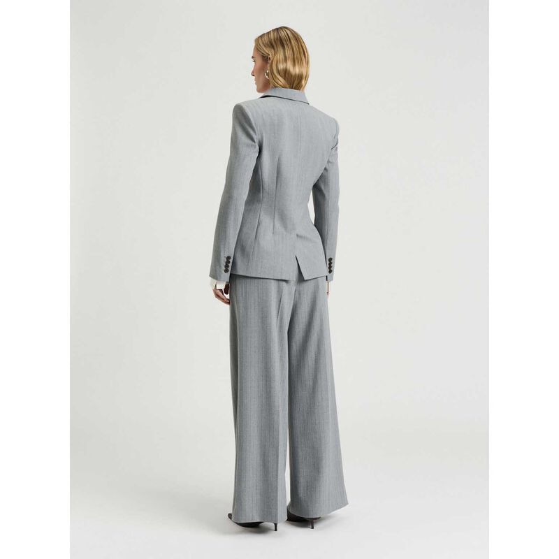 Veronika Maine Grey Pinstripe Fitted Blazer image number 1